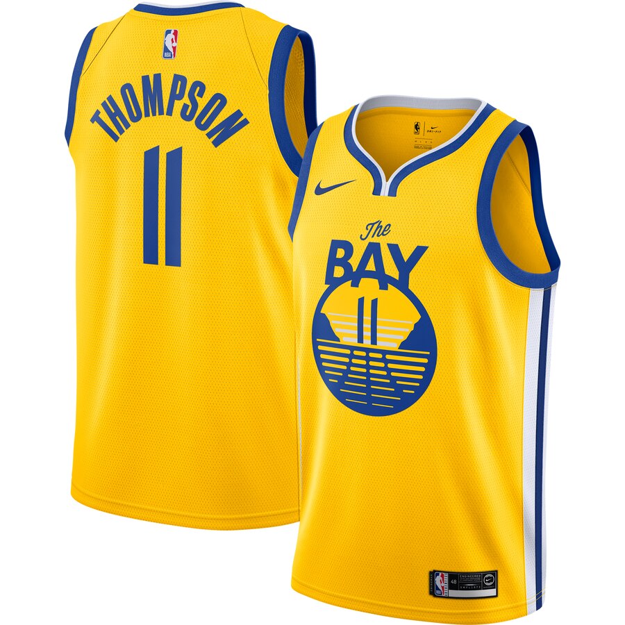 Men Golden State Warriors #11 Thompson yellow Game new Nike NBA Jerseys->golden state warriors->NBA Jersey